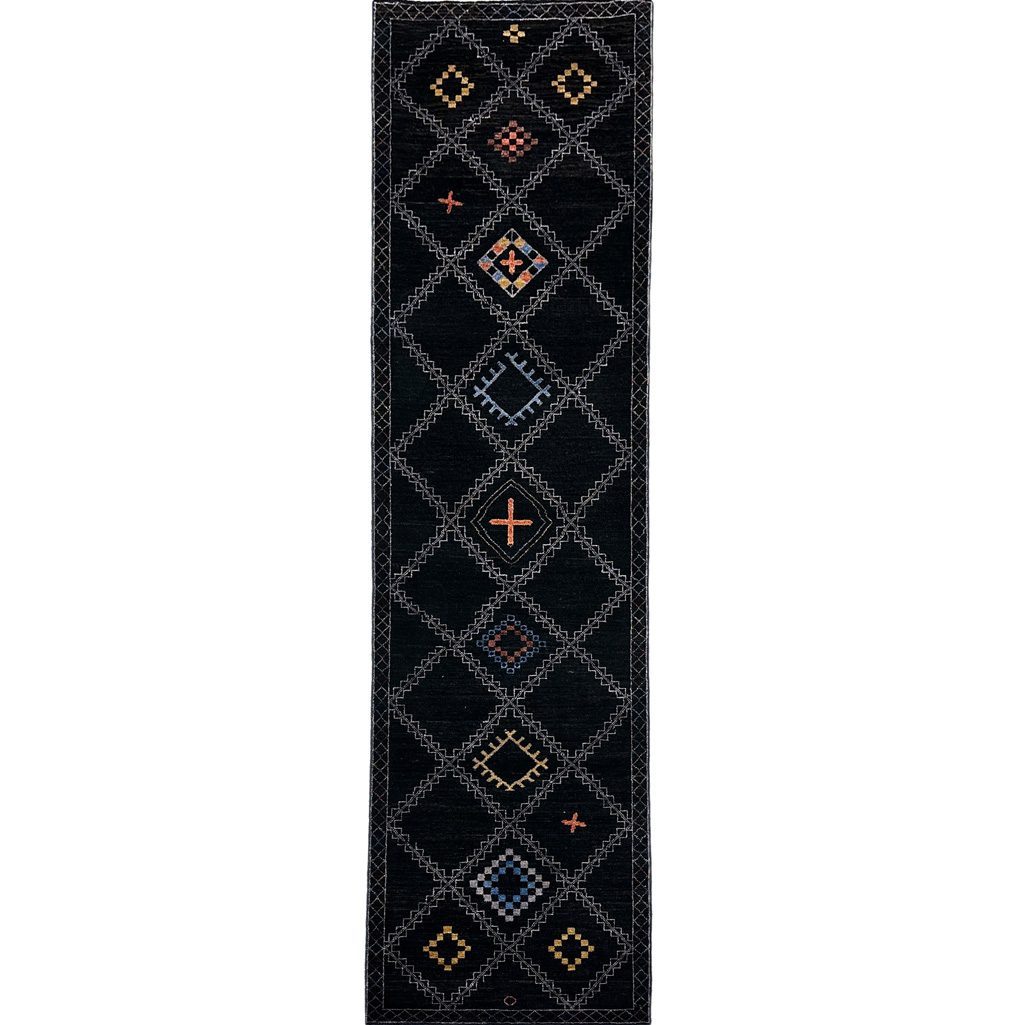 black southwestern wool runner rug